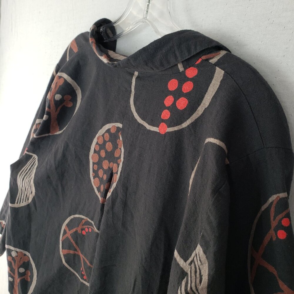Mona Lisa Mao Mam Jacket Shirt Boxy Lagenlook Art-to-wear Abstract Print O/S - Picture 11 of 15